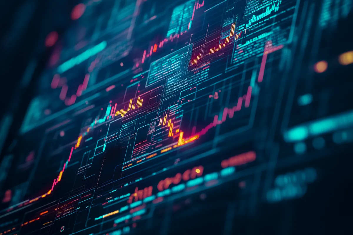 Team vor Datenanalyse auf Bildschirm